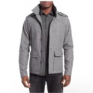 Men's Charcoal Military Field Jacket with hidden hood